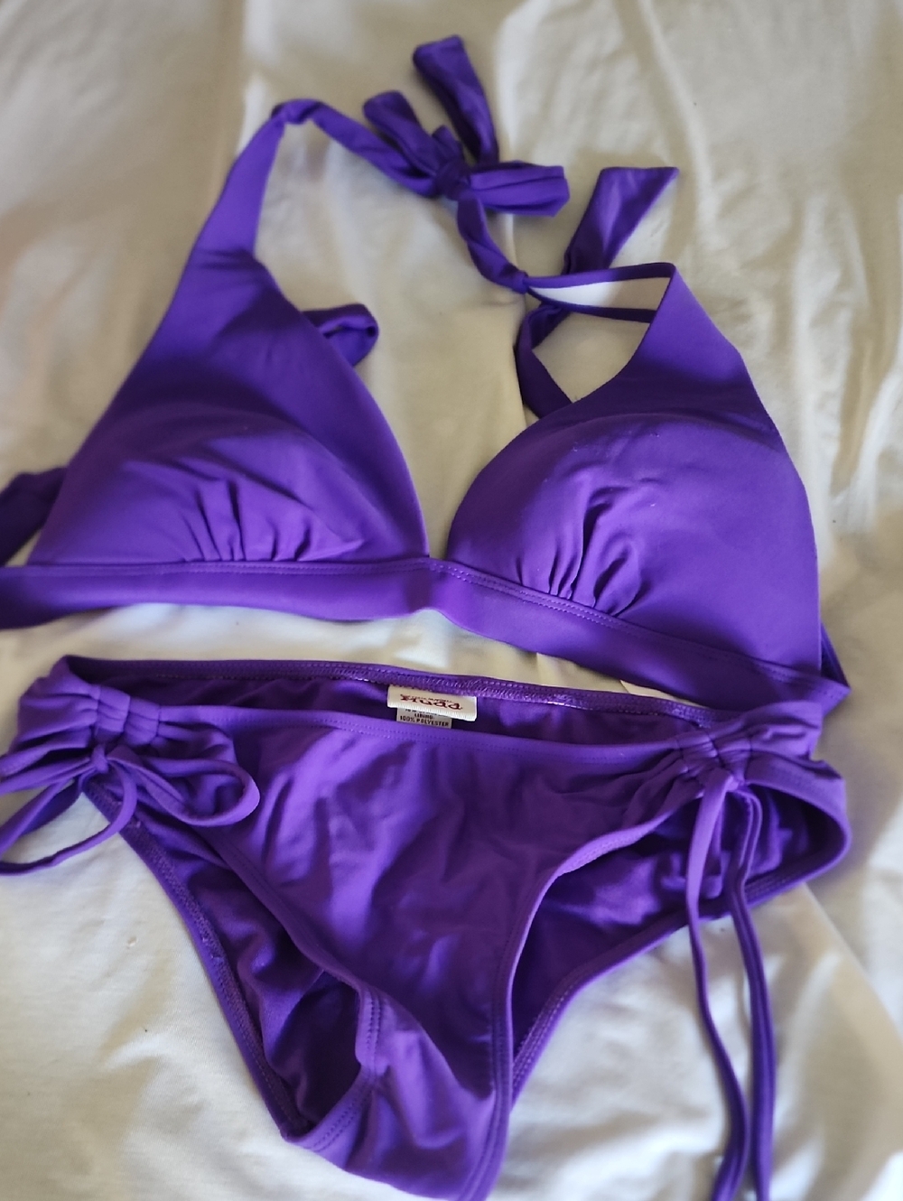 Mudd Purple Halter Triangle Bikini Set